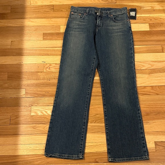 Lucky Brand Denim - Lucky Brand Classic Fit Blue and Tan Dungarees